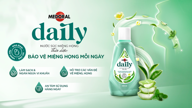 Nước súc miệng họng Medoral Daily: Giải pháp 2 trong 1 để bảo vệ sức khoẻ