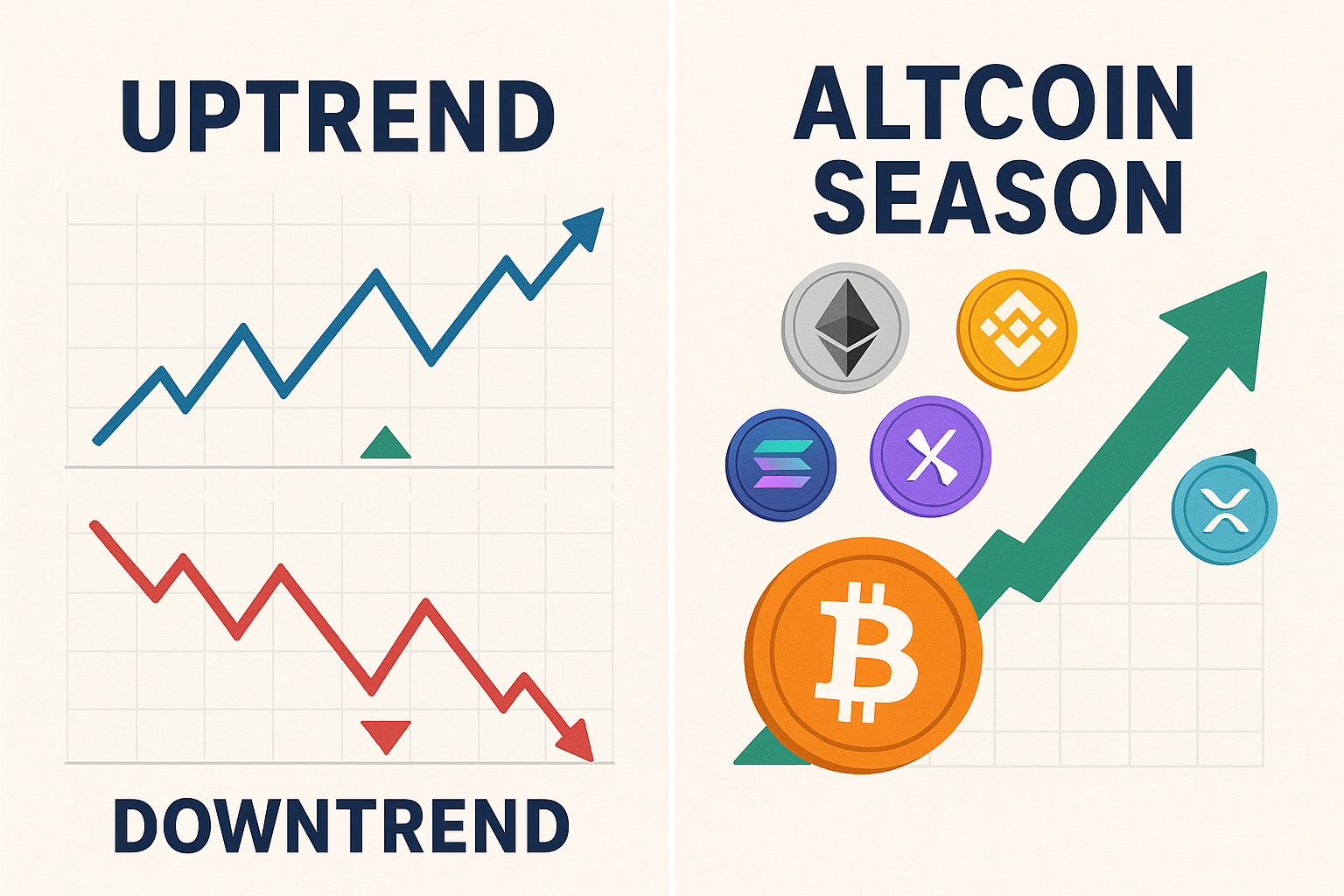 Uptrend, Downtrend, Altcoin Season Là Gì? Giải Mã Xu Hướng Thị Trường Crypto