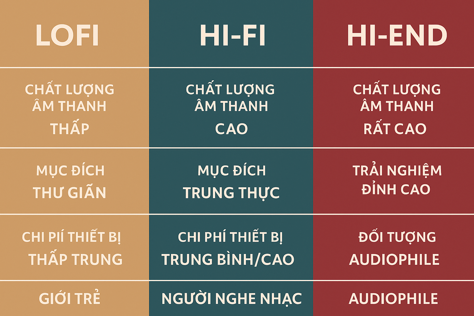 Lofi, Hi-fi, Hi-end là gì? Phân biệt 3 khái niệm phổ biến trong âm thanh