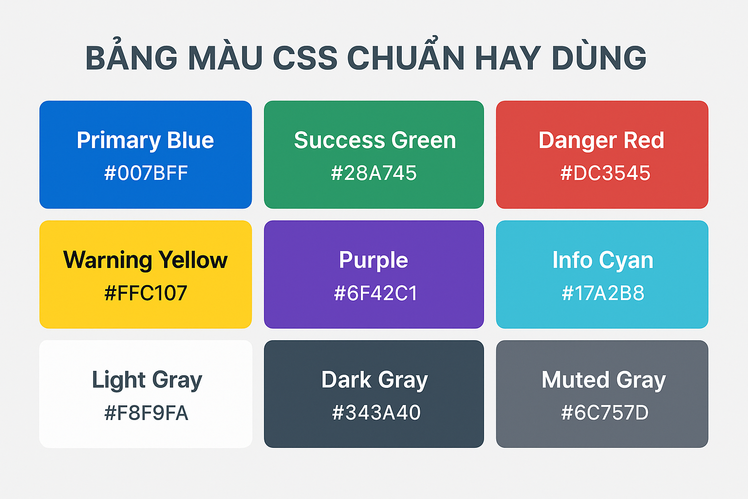 🎨 Các Mã Màu CSS Chuẩn Hay Dùng Trong Thiết Kế Web