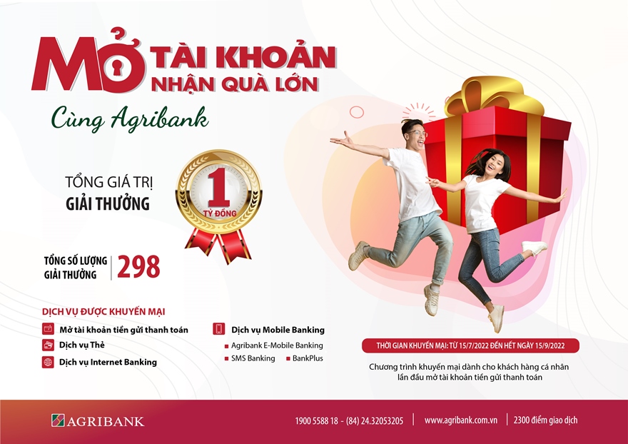 Chương trình khuyến mại: “Mở tài khoản – Nhận quà lớn cùng Agribank”